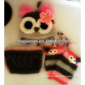 girl crochet owl hat leg warmer set